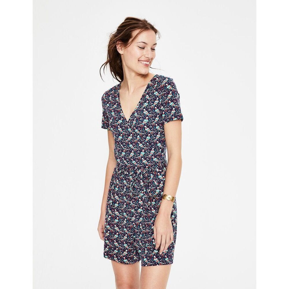 BODEN Caroline Jersey Playsuit Romper 6 Bird Print